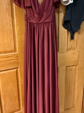 David’s Bridal flutter sleeve Dress wine color